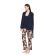 Γυναικείο Σετ ρόμπα & πυτζάμα Pink Label - Floral Print - Navy - 3PCS - Cotton - Regular Fit
