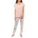 Γυναικεία πυτζάμα Pink Label - Φλοράλ παντελόνι - Μπλούζα σάπιο μήλο