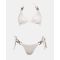 Γυναικείο Σετ μαγιό Rock Club - Λευκό - Bikini δετό με αλυσίδες - Regular Fit - Lycra