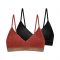Γυναικεία Bralette Dorina - 1+1 ΔΩΡΟ - Γεωμετρική Δαντέλα - Μαύρο - Κοραλί -  Polyamide - Regular Fit