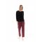 Γυναικεία Πυτζάμα Pink Label - Καρό κόκκινο - Μαύρη - Cotton - Regular Fit