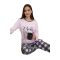 Γυναικεία πυτζάμα Happy Family - Ροζ - Παντελόνι με σχέδιο