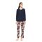 Γυναικεία Πυτζάμα Pink Label - Floral Print - Navy με πατιλέτα - Cotton - Regular Fit