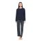 Γυναικεία Πυτζάμα Pink Label - Πουά Print - Navy - Cotton - Regular Fit