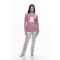 Γυναικεία πυτζάμα Galaxy - Ροζ - Καρό παντελόνι - Plus Size