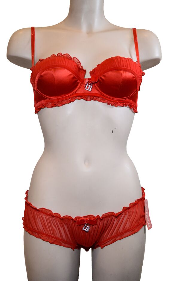Σετ Σουτιέν Biagiotti & String - Σατέν Κόκκινο - B cup